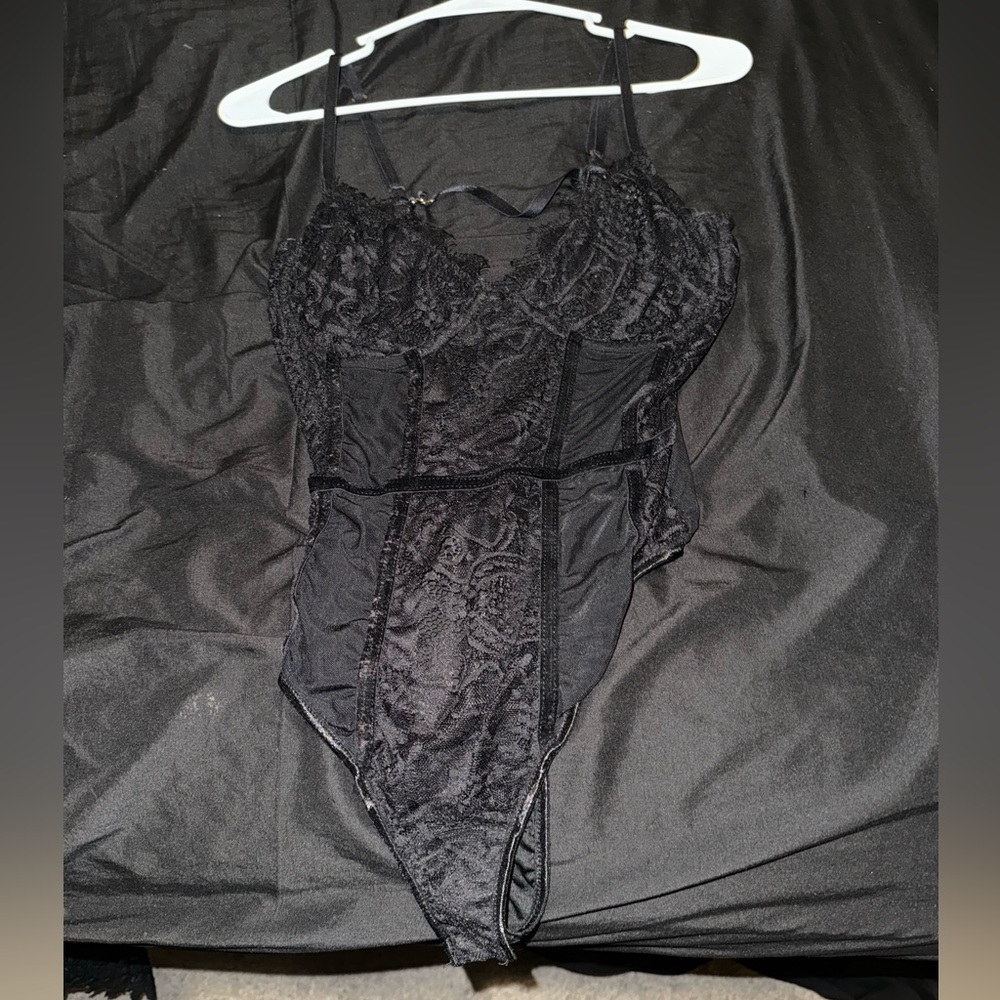 Black lace body suit shirt or “ lingerie “